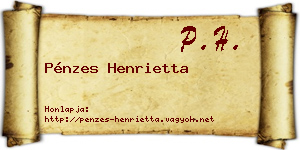 Pénzes Henrietta névjegykártya