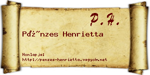 Pénzes Henrietta névjegykártya